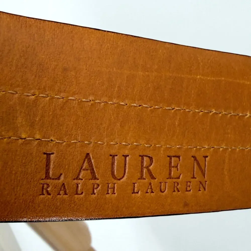 Lauren Ralph Lauren Wide Black Italian Leather O-Ring Adjustable Belt